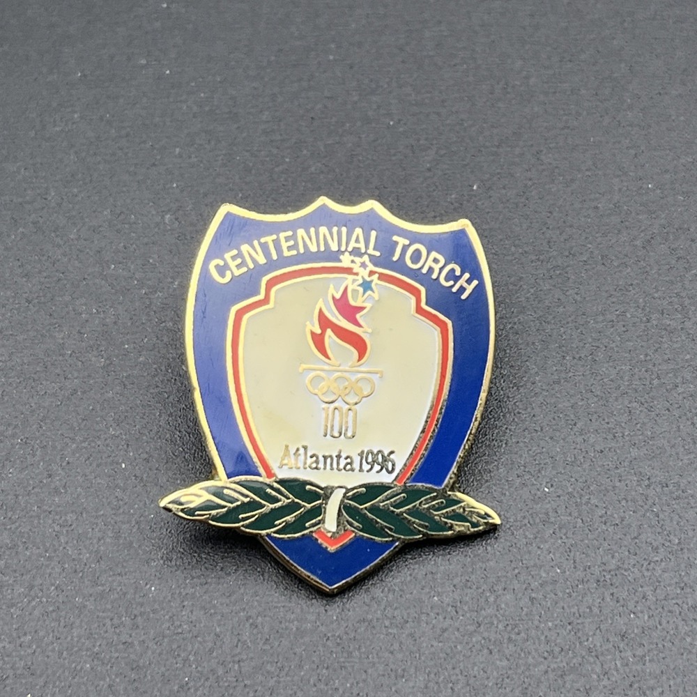 1996‎ Atlanta Olympic Games Centennial Torch Shield Crest Lapel Hat Pin
